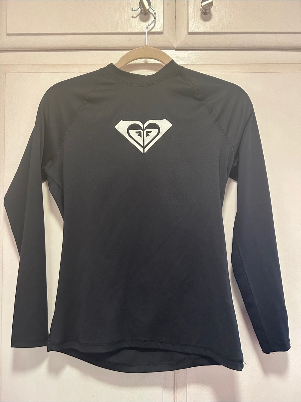 Roxy Black Long-Sleeve Kids Rash Guard with White Logo